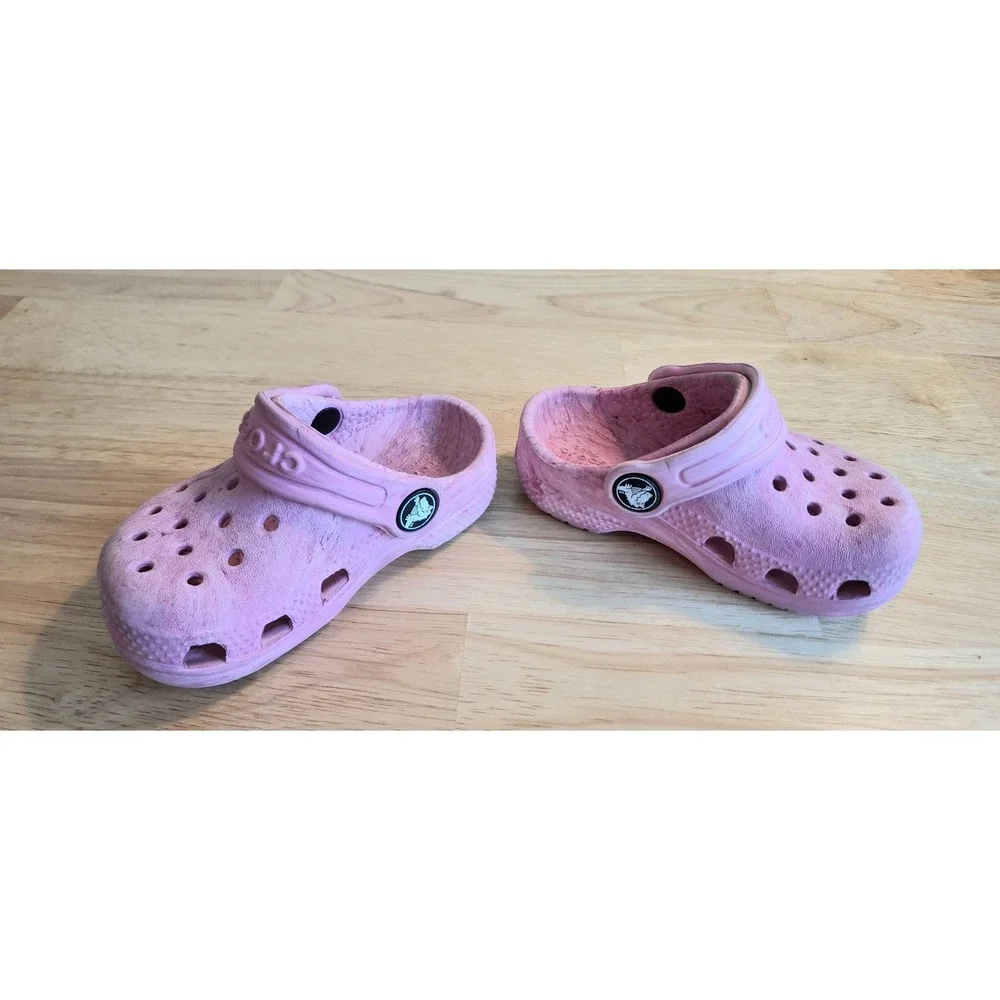 Crocs Classic Clog Kids Toddler C5 Pink Marbled Slip On Comfort Shoes Sandals
